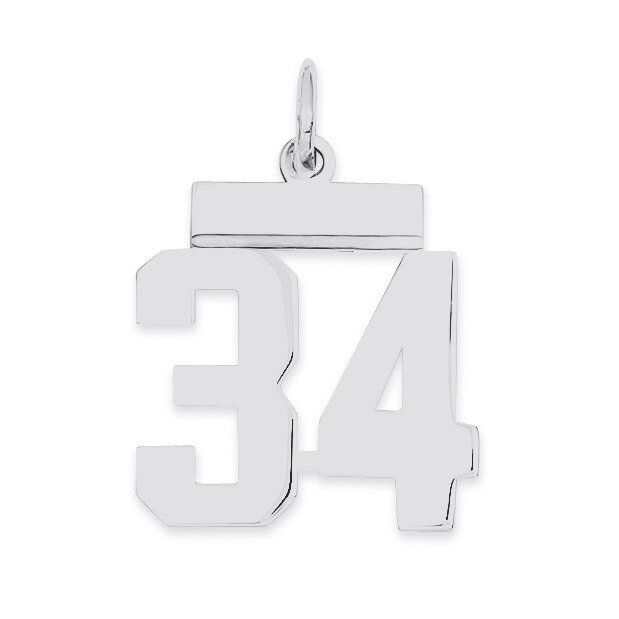 Pendant Number 34 Polished Sterling Silver Small QSS34, MPN: QSS34, 883957101255