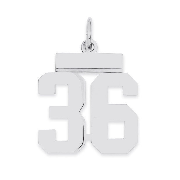Pendant Number 36 Polished Sterling Silver Small QSS36