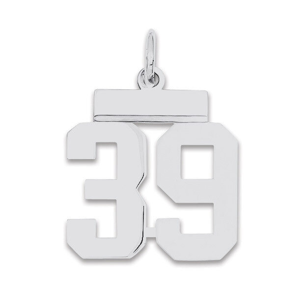 Pendant Number 39 Polished Sterling Silver Small QSS39