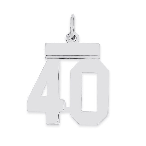 Pendant Number 40 Polished Sterling Silver Small QSS40