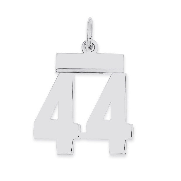 Pendant Number 44 Polished Sterling Silver Small QSS44