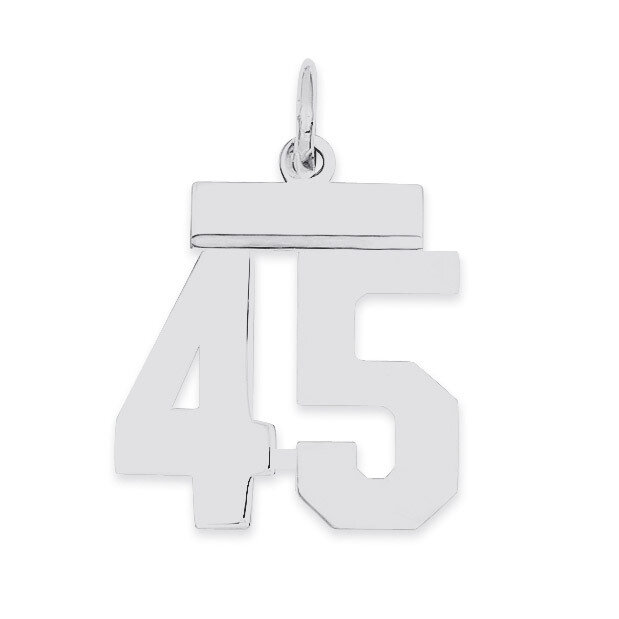 Pendant Number 45 Polished Sterling Silver Small QSS45