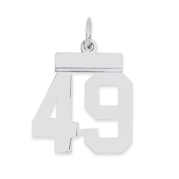 Pendant Number 49 Polished Sterling Silver Small QSS49