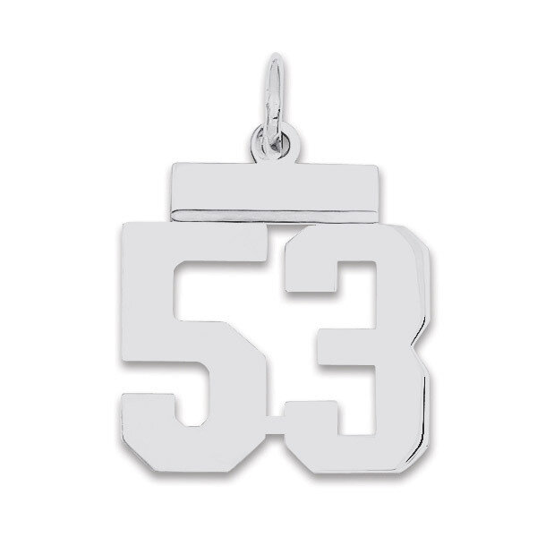 Pendant Number 53 Polished Sterling Silver Small QSS53