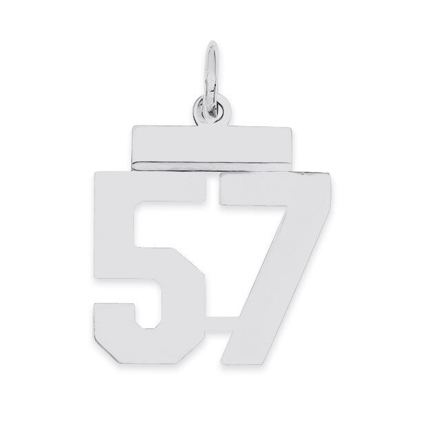Pendant Number 57 Polished Sterling Silver Small QSS57