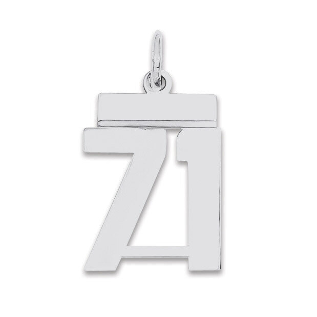 Pendant Number 71 Polished Sterling Silver Small QSS71
