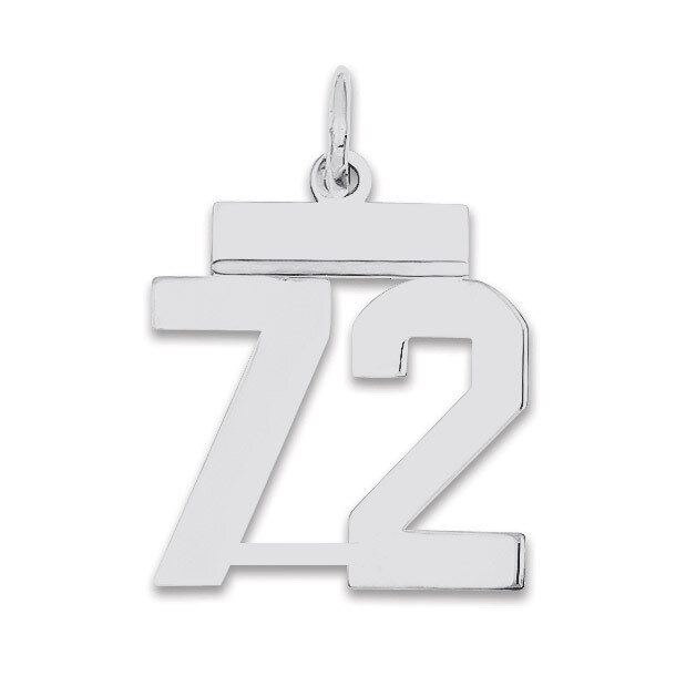 Pendant Number 72 Polished Sterling Silver Small QSS72