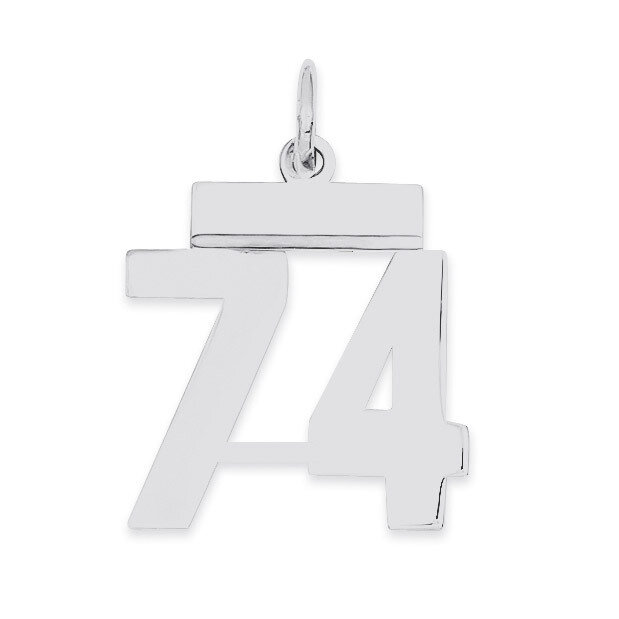 Pendant Number 74 Polished Sterling Silver Small QSS74, MPN: QSS74, 883957101699