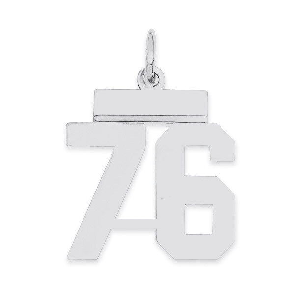 Pendant Number 76 Polished Sterling Silver Small QSS76, MPN: QSS76, 883957102191