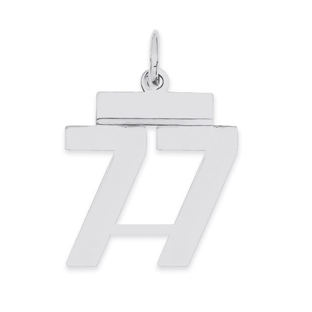 Pendant Number 77 Polished Sterling Silver Small QSS77