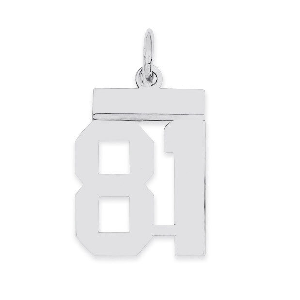 Pendant Number 81 Polished Sterling Silver Small QSS81