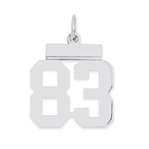 Pendant Number 83 Polished Sterling Silver Small QSS83