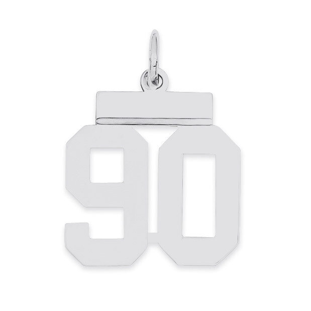 Pendant Number 90 Polished Sterling Silver Small QSS90