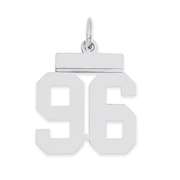 Pendant Number 96 Polished Sterling Silver Small QSS96