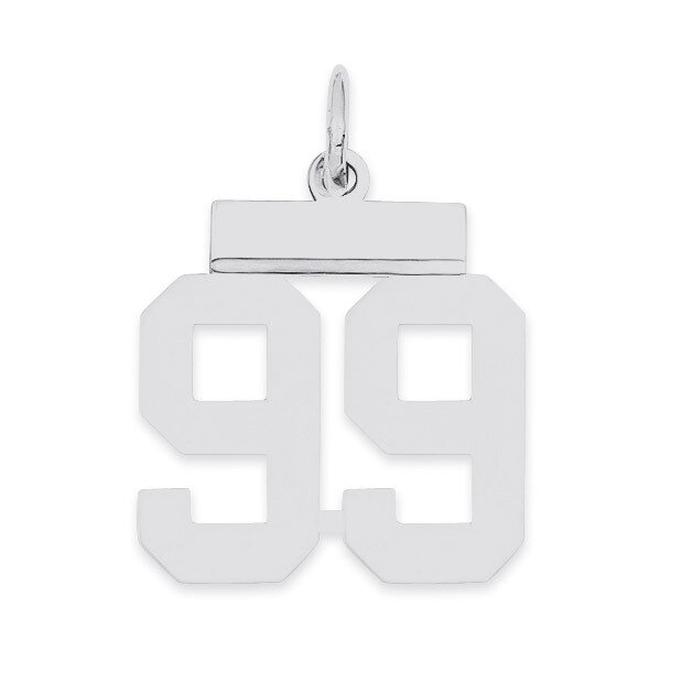 Pendant Number 99 Polished Sterling Silver Small QSS99