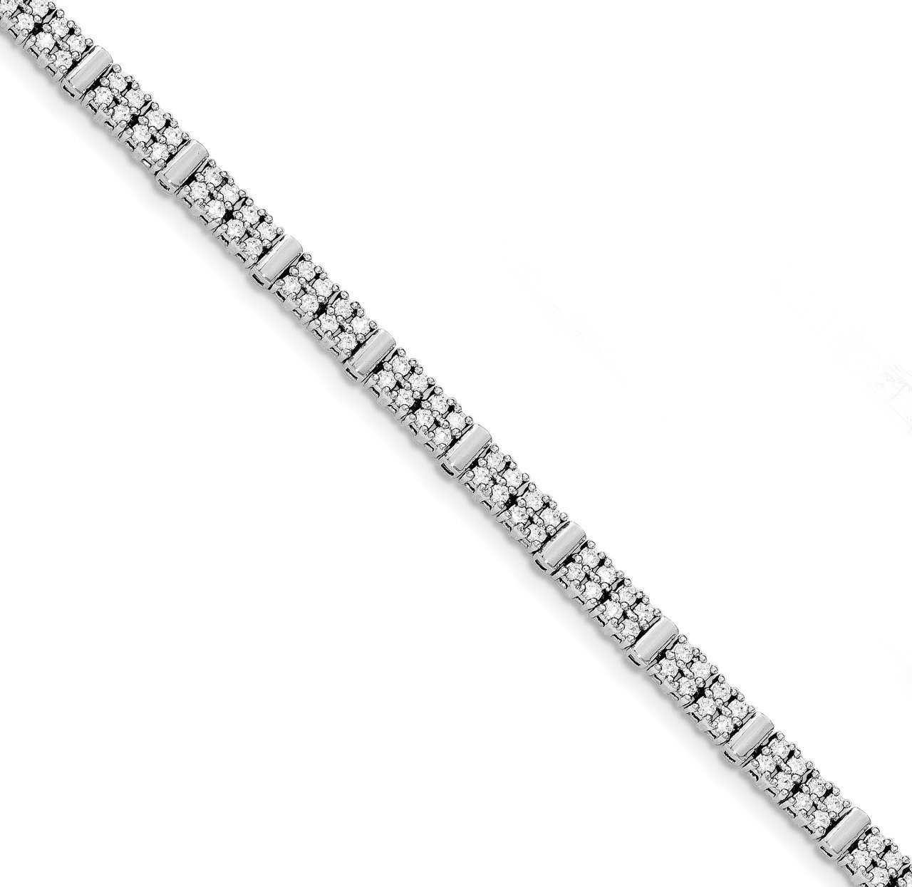 CZ Diamond Magnetic Clasp Bracelet 7.5 Inch Sterling Silver Rhodium-plated QX920CZ Diamond, MPN: QX…