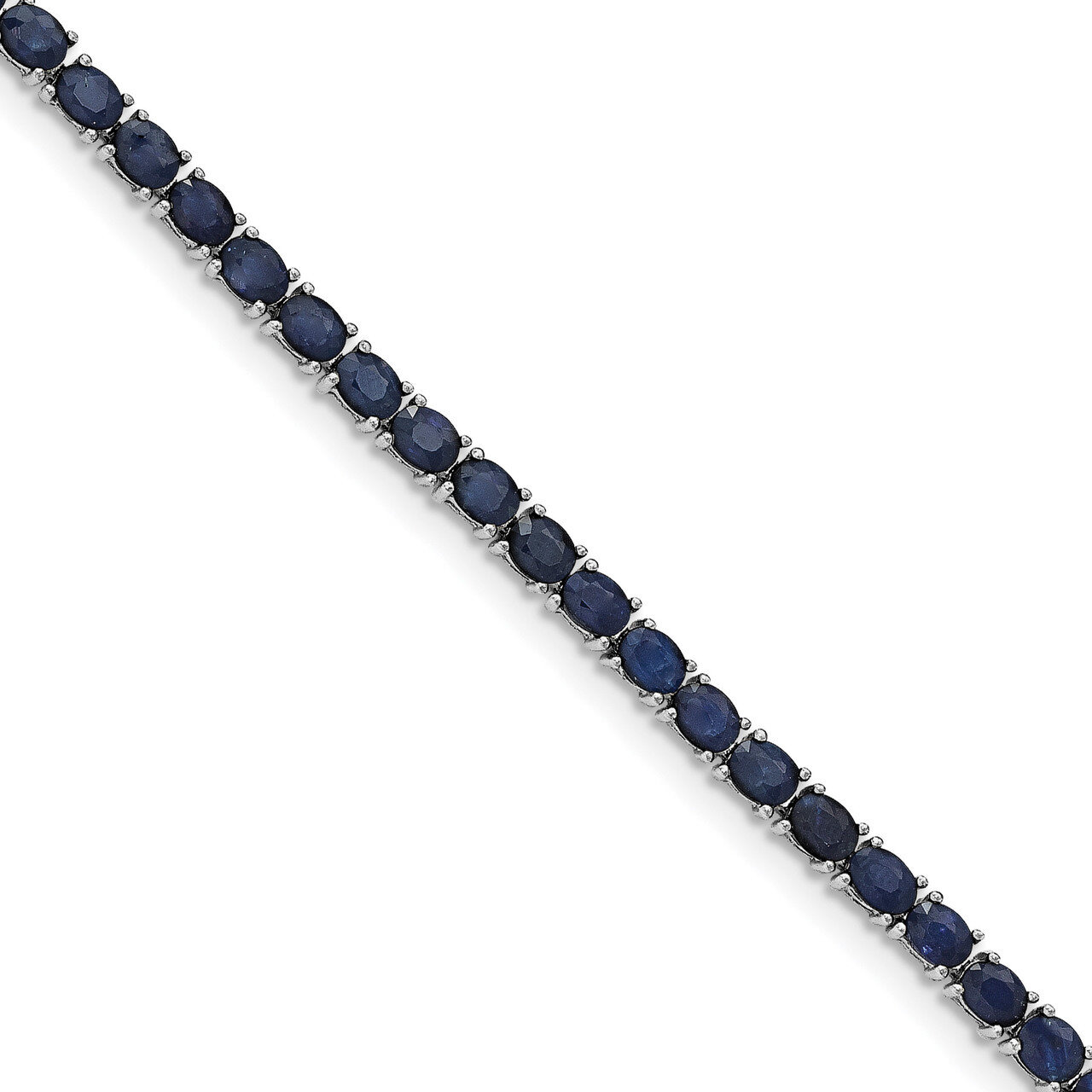 Oval Blue Sapphire Bracelet 7.5 Inch Sterling Silver Rhodium-plated QX944S, MPN: QX944S, 1911013359…