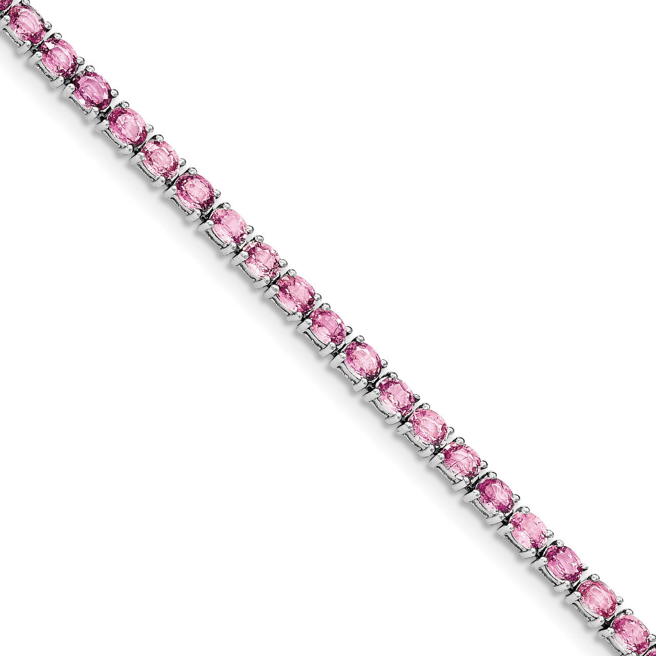 Oval Pink Sapphire Bracelet 7.5 Inch Sterling Silver Rhodium-plated QX944SP, MPN: QX944SP, 19110133…