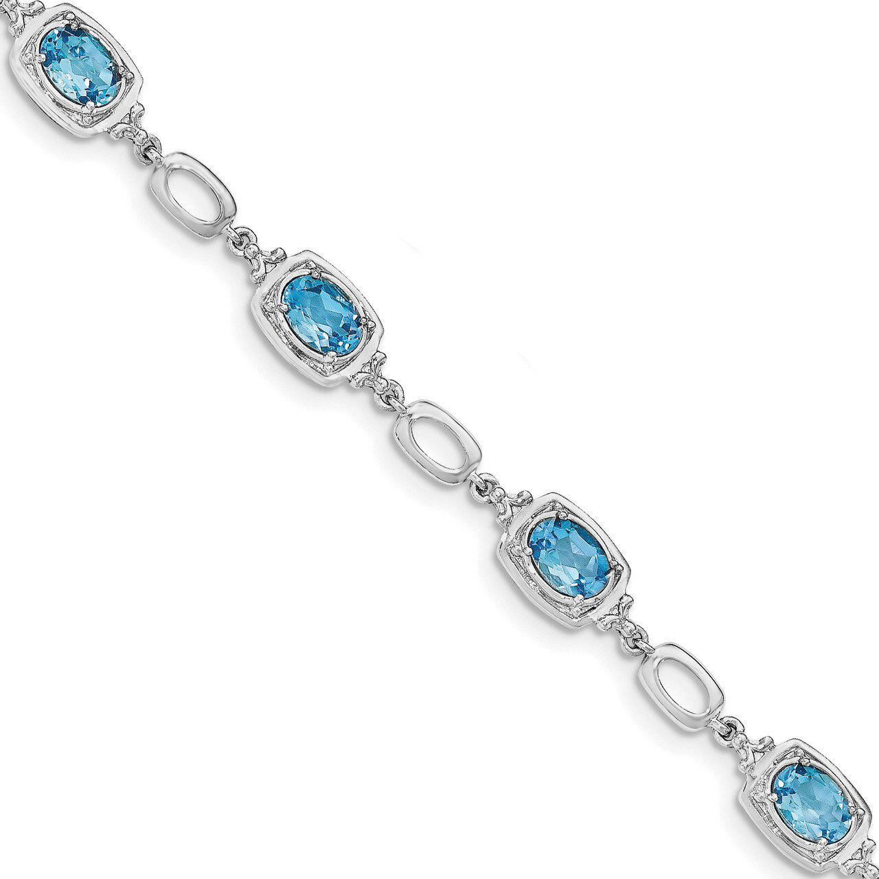 Light Swiss Blue Topaz Link Bracelet 7.5 Inch Sterling Silver Rhodium-plated QX948BT, MPN: QX948BT,…