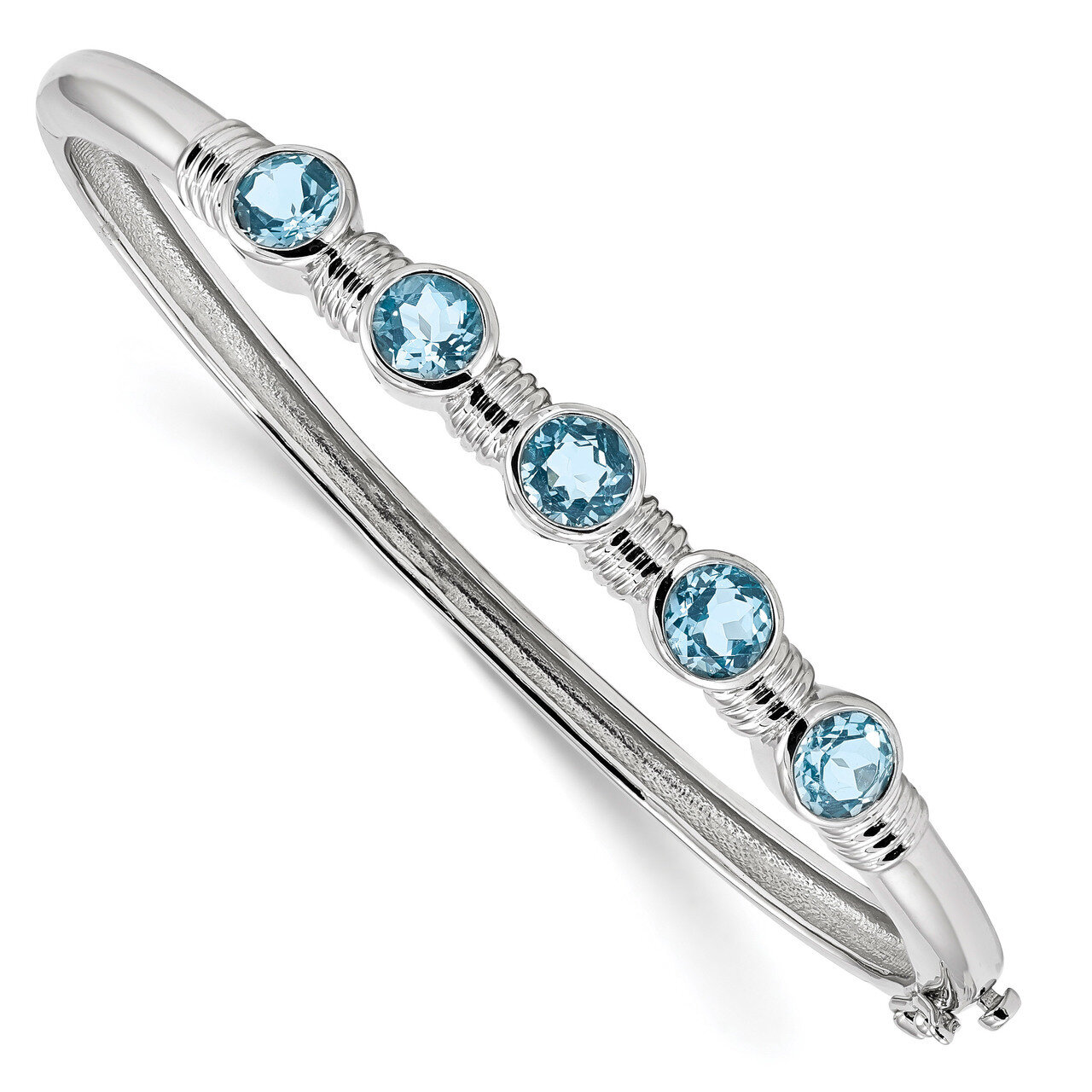 Light Swiss Blue Topaz Hinged Bangle Sterling Silver Rhodium-plated QX986BT, MPN: QX986BT, 19110107…