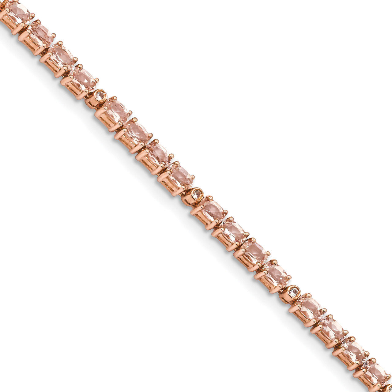 Rose Gold-plate Morg./Crtd. Wht. Sapphire Bracelet 7 Inch Sterling Silver Rhodium-plated QX988MG