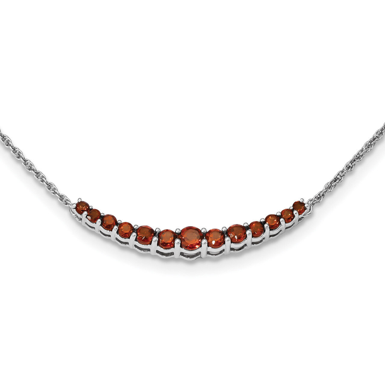 Garnet Pendant with Necklace 18 Inch Sterling Silver Rhodium-plated QX990GA-18, MPN: QX990GA-18, 84…