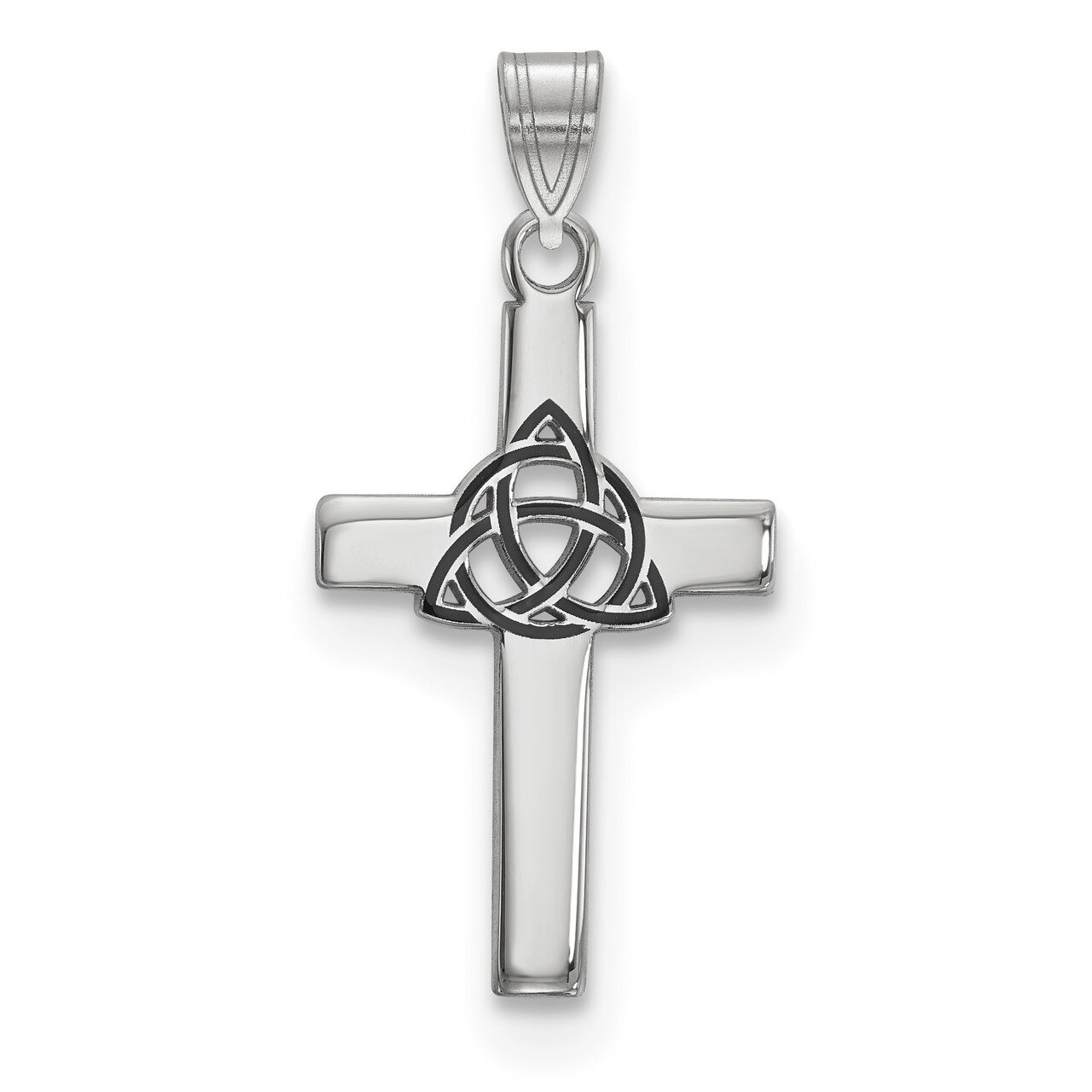 Black Enameled Trilogy Cross Charm Sterling Silver QXR275, MPN: QXR275, 883957221175