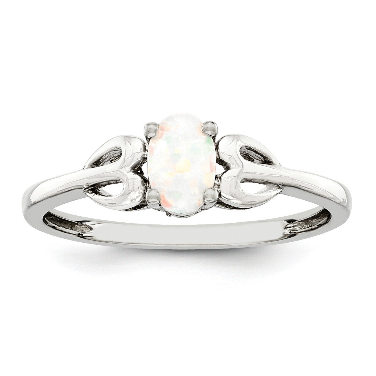 Created Opal Ring Sterling Silver Rhodium-plated QBR20OCT