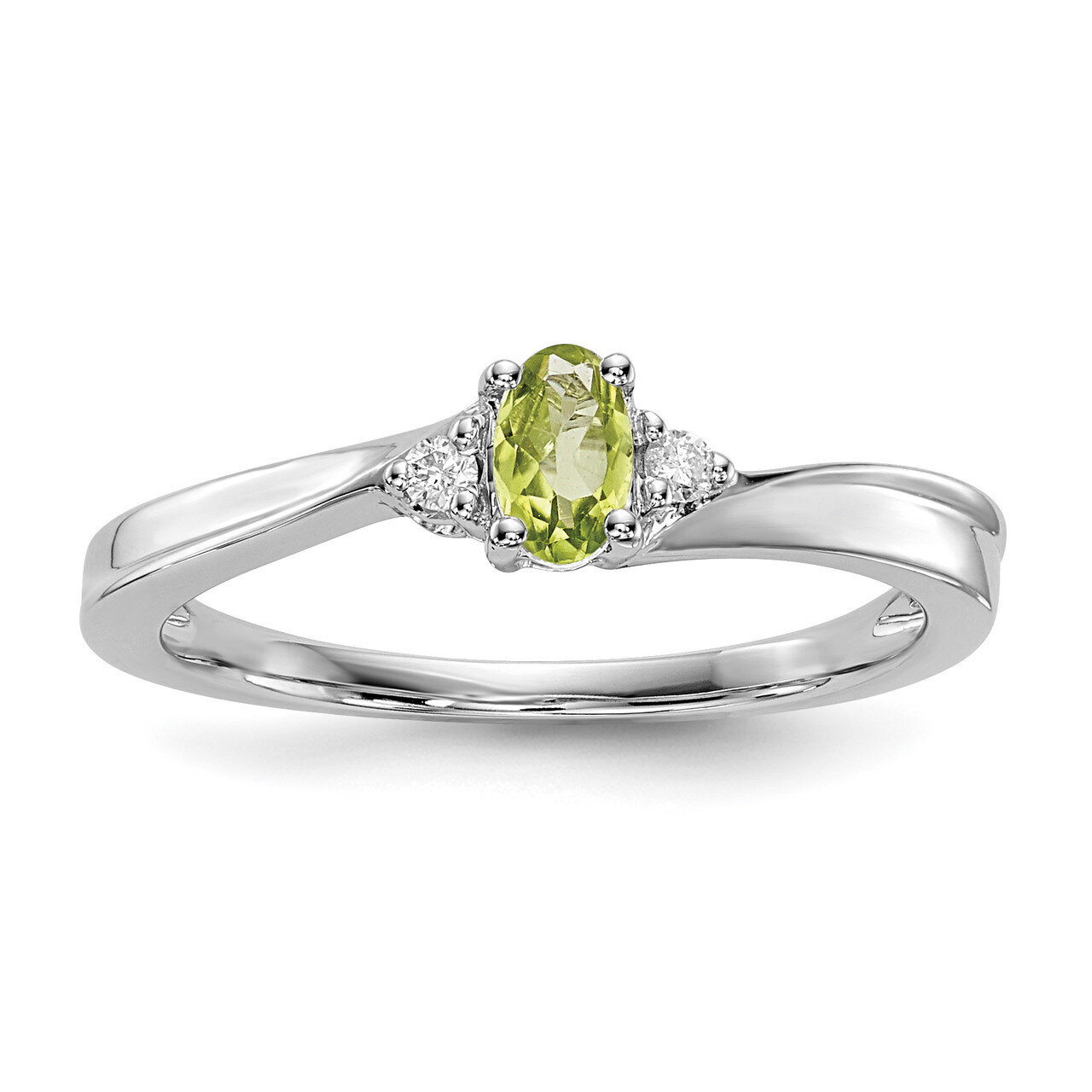 Peridot Birthstone Ring Sterling Silver Rhodium-plated QBR25AUG, MPN: QBR25AUG, 883957720319