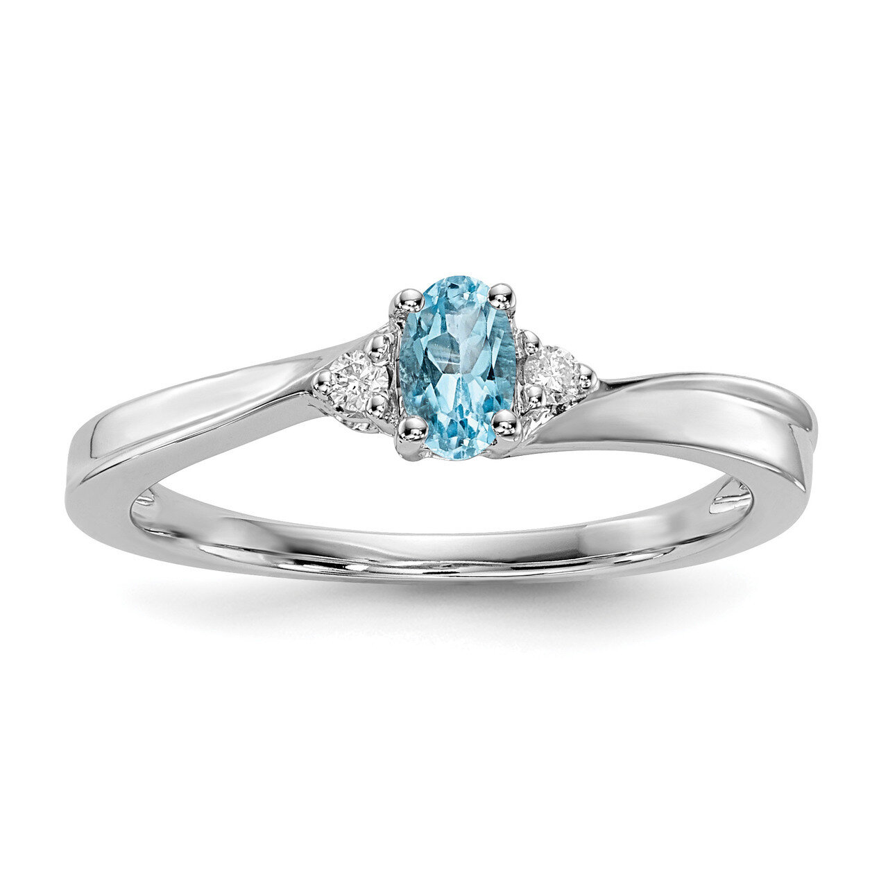 Blue Topaz Birthstone Ring Sterling Silver Rhodium-plated QBR25DEC, MPN: QBR25DEC, 883957825151