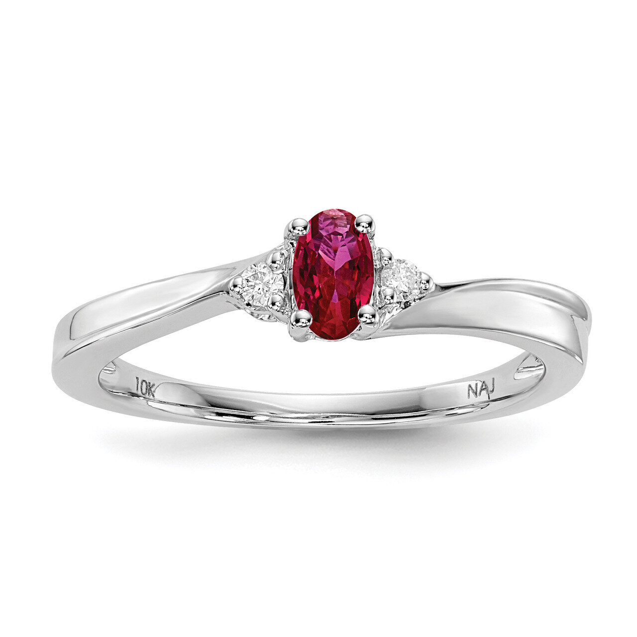 Created Ruby Birthstone Ring Sterling Silver Rhodium-plated QBR25JUL