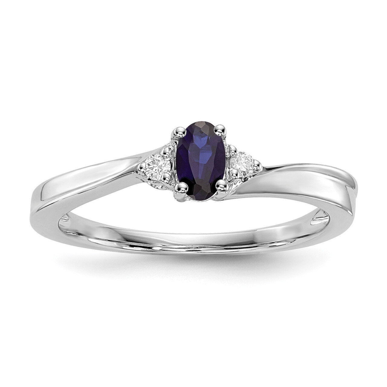 Created Blue Saphire Birthstone Ring Sterling Silver Rhodium-plated QBR25SEP