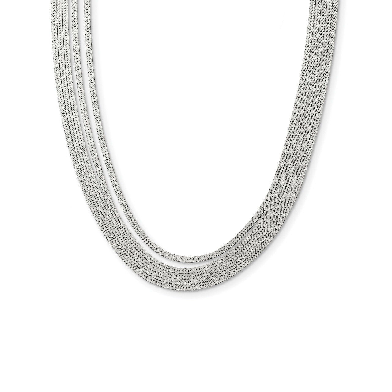 5-Strand Herringbone Chain with 2 inch Extender Necklace 17 Inch Sterling Silver QG3869-17