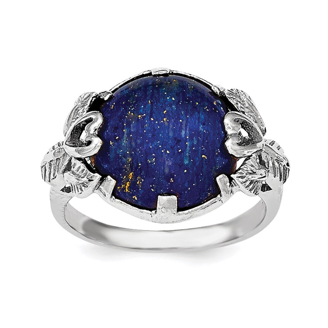 Lapis Lazuli Ring Sterling Silver Rhodium-plated QR6007