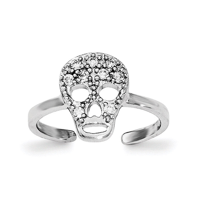 CZ Diamond Skull Toe Ring Sterling Silver Rhodium-plated QR6042