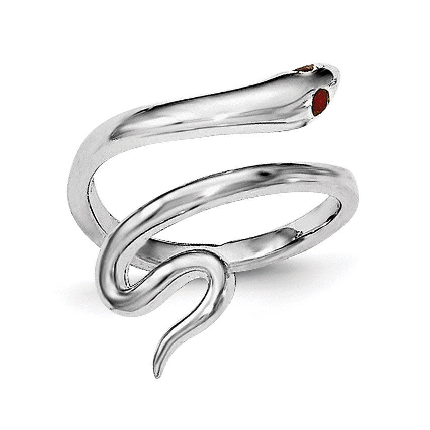 Snake with Synthetic Ruby Toe Ring Sterling Silver Rhodium-plated QR6044