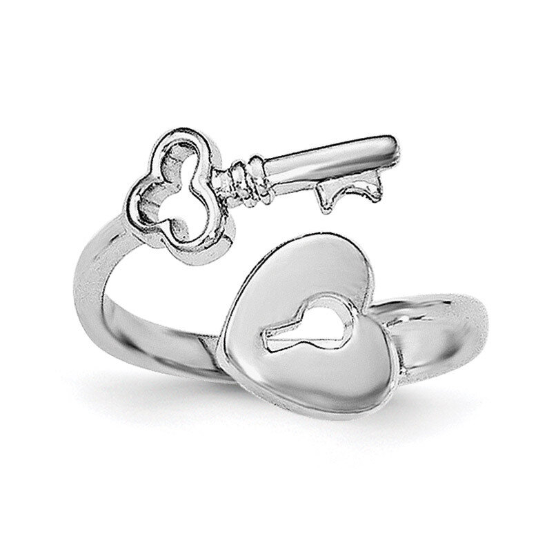 Heart Lock & Key Toe Ring Sterling Silver Rhodium-plated QR6050
