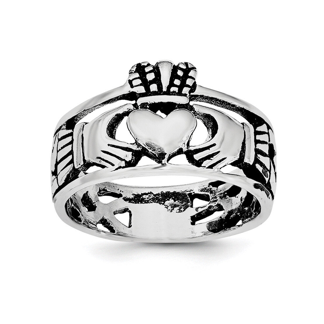 Antiqued Claddagh Ring Sterling Silver QR6085, MPN: QR6085,