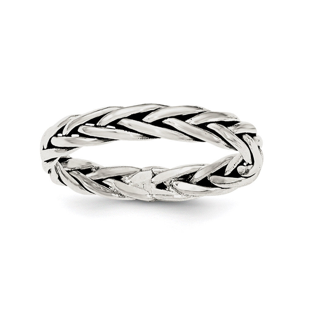 Antiqued Weaved 3.25mm Women&#39;s Ring Sterling Silver Polished QR6086, MPN: QR6086, 191101783593