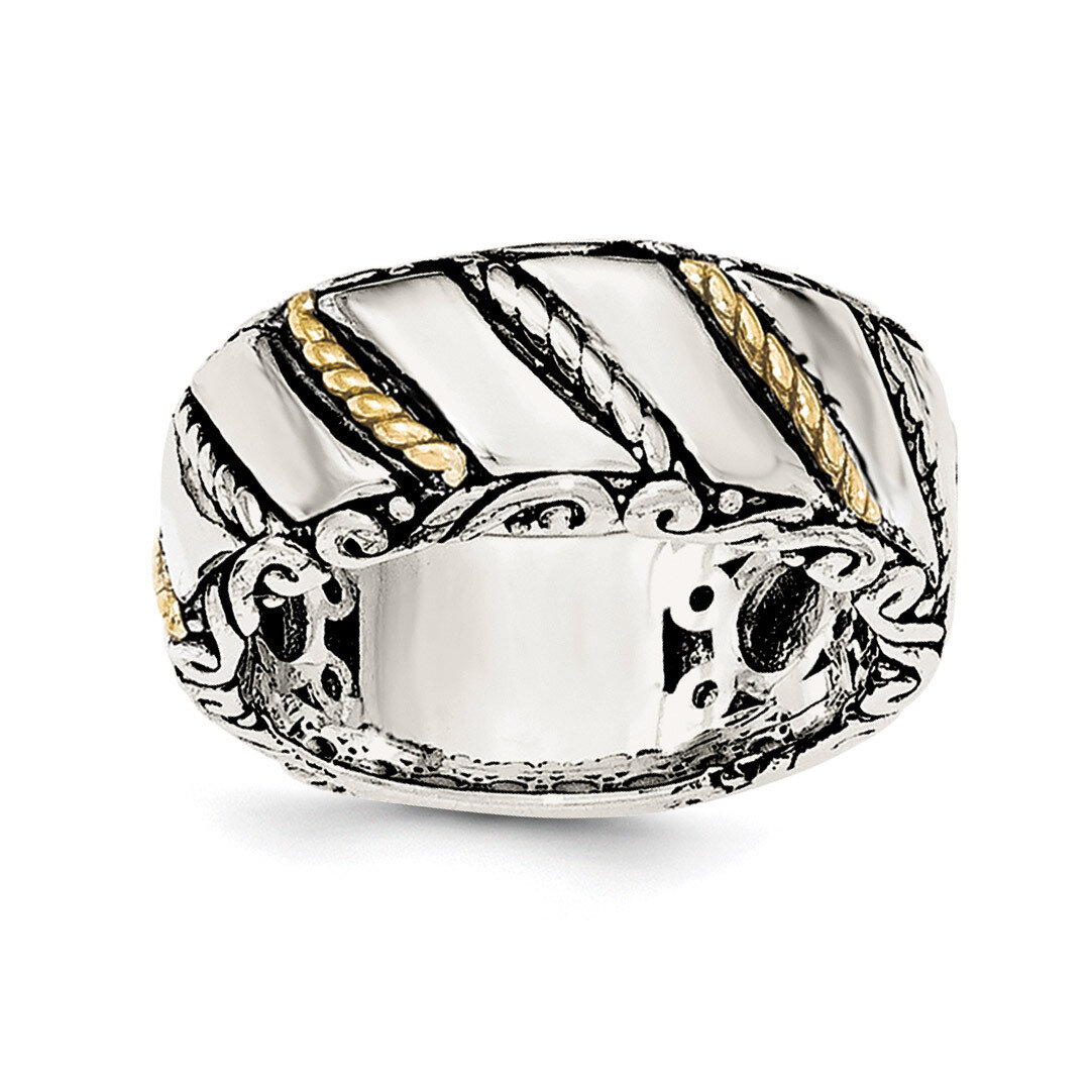 Antiqued with Gold-tone Women's Ring Sterling Silver Polished QR6126