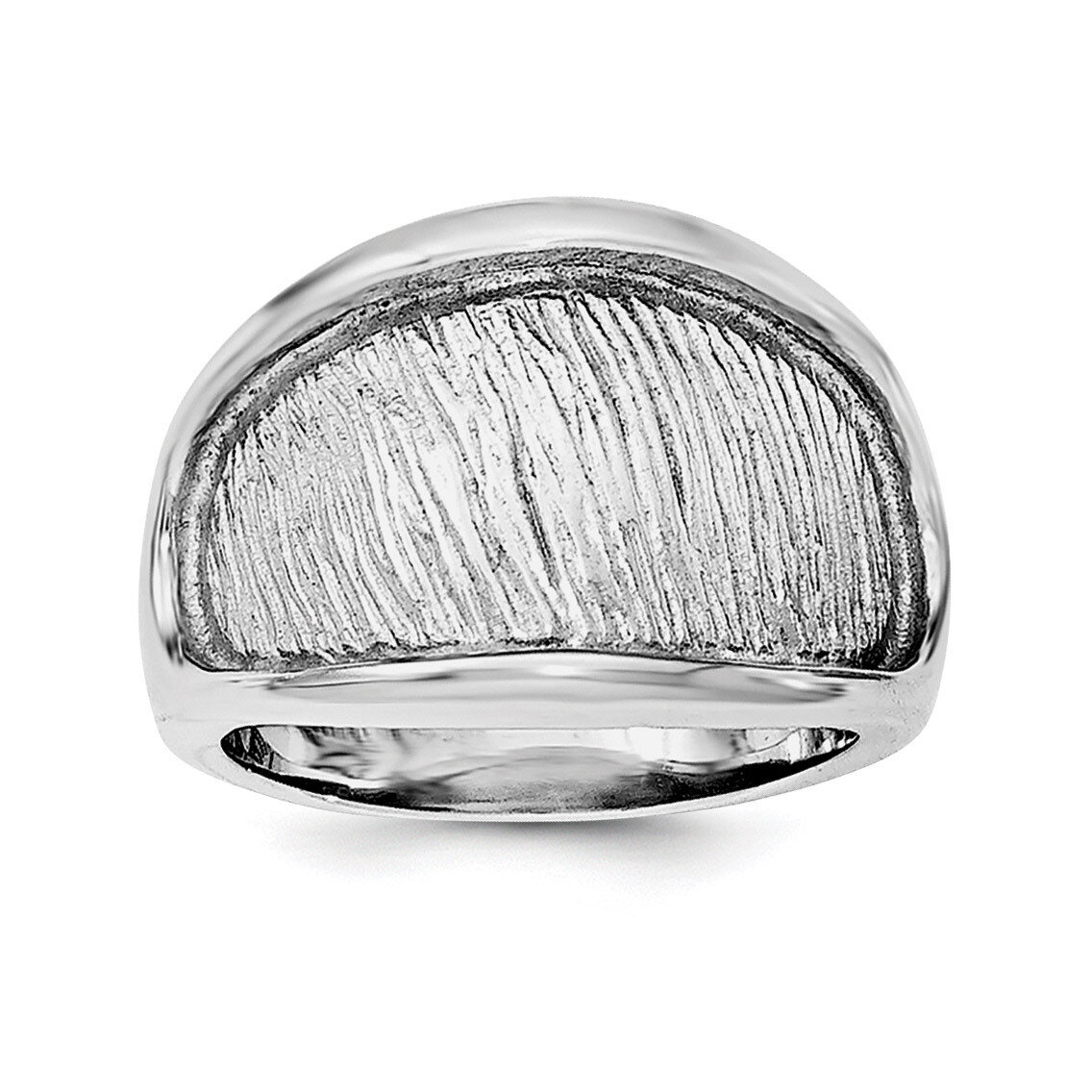 Polished Ring Sterling Silver Rhodium-plated Textured QR6132, MPN: QR6132, 191101783463