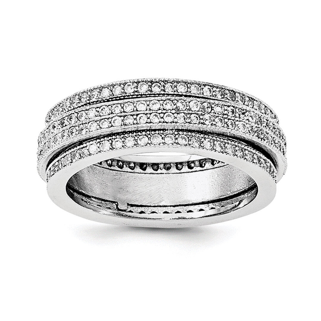 Pave Eternity Motion Ring Sterling Silver Polished QR6186