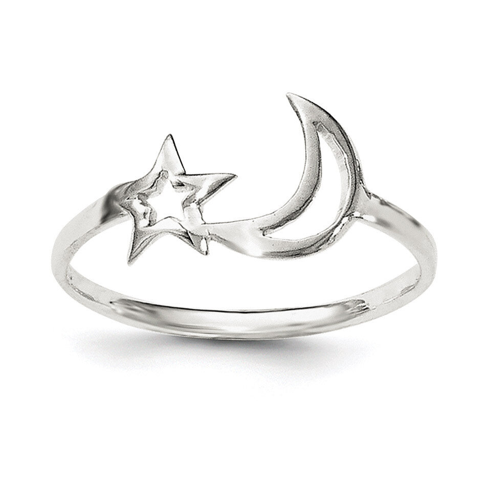 Star &amp; Moon Ring Sterling Silver Polished QR6189, MPN: QR6189, 191101920240