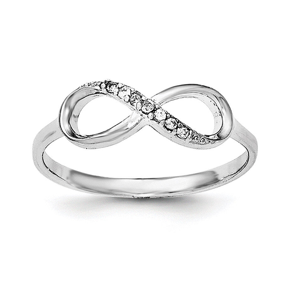 CZ Diamond Infinity Ring Sterling Silver Rhodium-plated Polished QR6206
