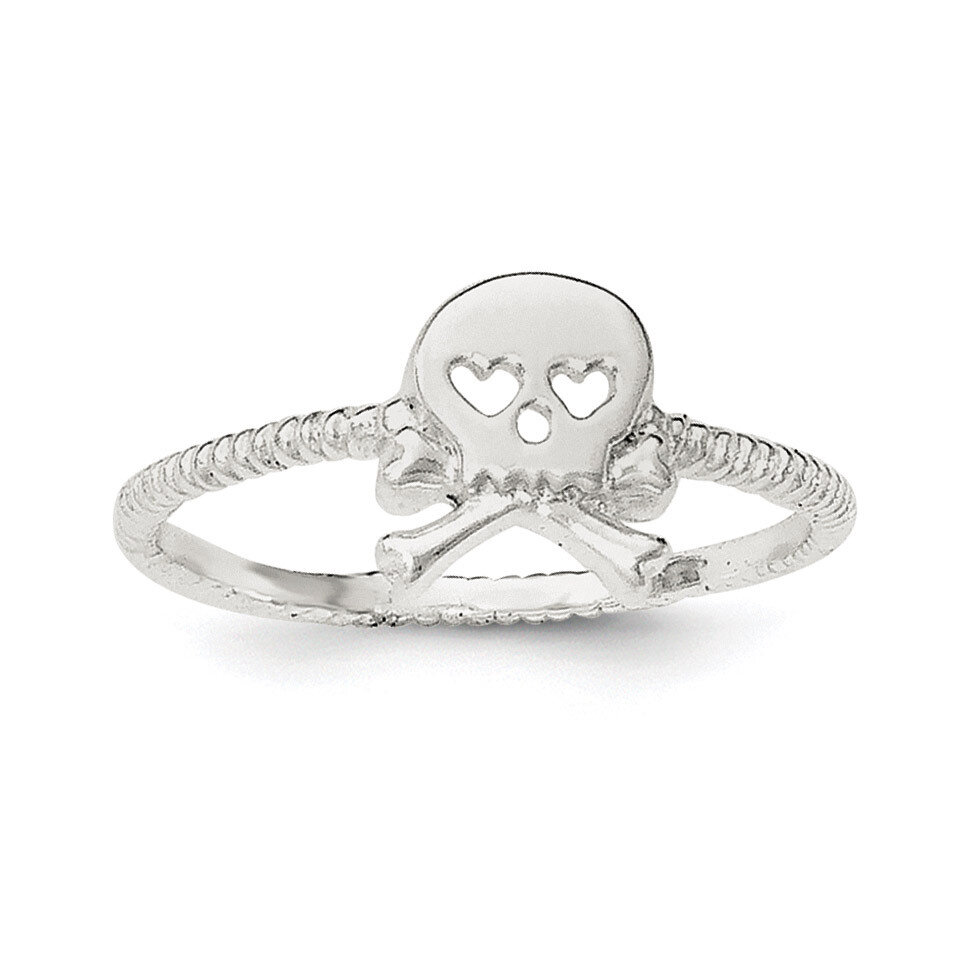 Textured Skull Crossbones Ring Sterling Silver Polished QR6208, MPN: QR6208,