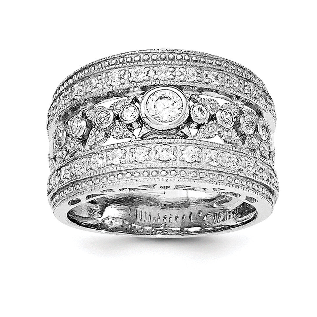 CZ Diamond Ring Sterling Silver Rhodium-plated QR6256, MPN: QR6256,