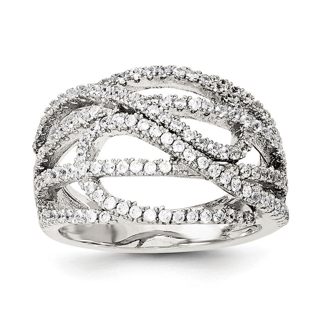 CZ Diamond Micro Pave Ring Sterling Silver Rhodium-plated QR6258