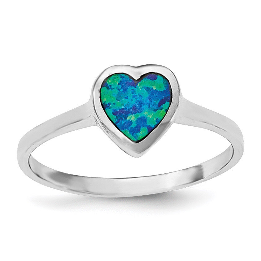 Heart Synthetic Opal Ring Sterling Silver Rhodium-plated Polished QR6316, MPN: QR6316, 191101312410