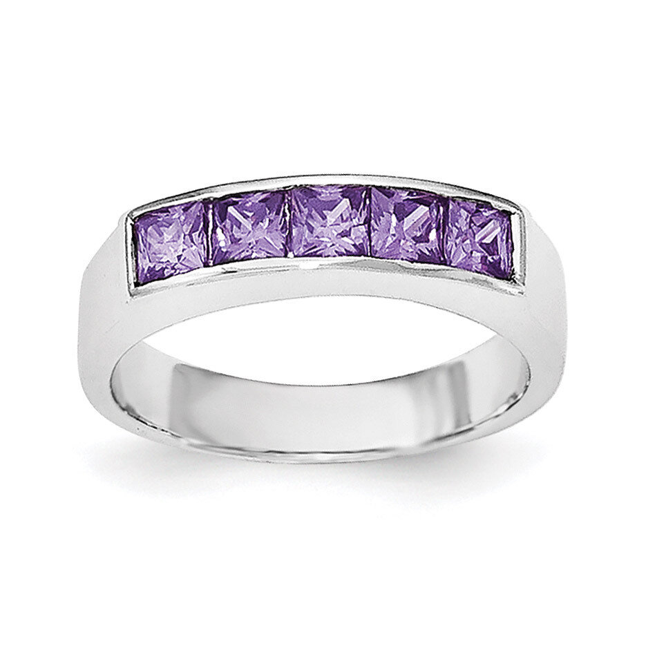 Purple CZ Diamond Ring Sterling Silver Polished QR6335, MPN: QR6335,