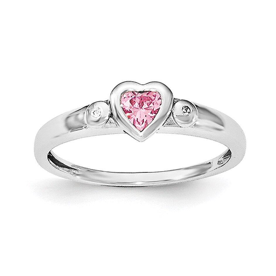 White & Pink CZ Diamond Heart Ring Sterling Silver Rhodium-plated QR6342